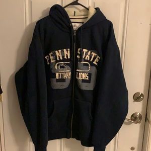 Distressed Sherpa lined Penn State zip up hoodie